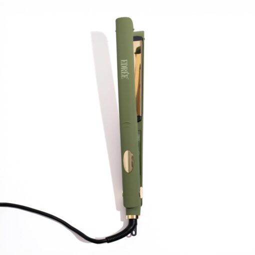 Edrée The Aurélie 5” Extra Long Hair Straightener Iron – Titanium Flat Iron Hair Straightener with LED Display, 330°F to 450°F Heat Control, 360 Swivel Cord, Dual Voltage (Olive)
