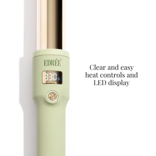 Edrée The Delilah Titanium Barrel Curling Wand with Cool Tip – Professional 1.25 Inch Curling Iron with LED Display, 330°F to 450°F Heat Control, 360 Swivel Cord, Dual Voltage (Sage) - Image 8