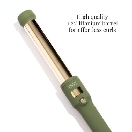 Edrée The Delilah Titanium Barrel Curling Iron with Cool Tip - Professional 1.25 Inch Curling Wand for Hair with LED Display, 330°F to 450°F Heat Control, 360 Swivel Cord, Dual Voltage (Olive) - Image 2