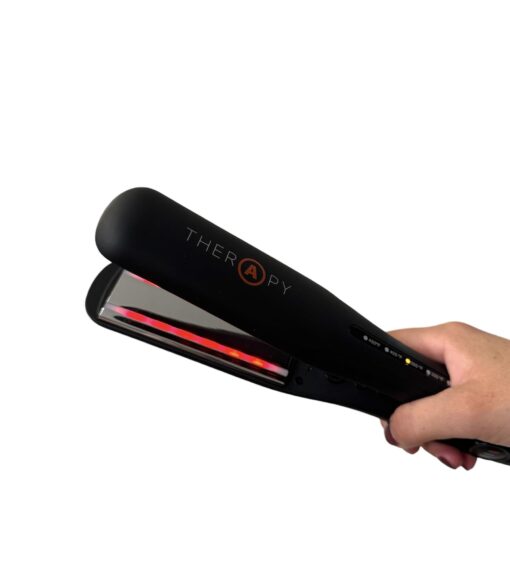 Therapy Iron - 1 1/4" Ceramic an Titanium Plates with Infrared Technology That Repairs Hair (Black)
