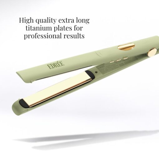 Edrée The Aurélie 5” Extra Long Hair Straightener Iron – Titanium Hair Straightening Iron with LED Display, 330°F to 450°F Heat Control, 360 Swivel Cord, Dual Voltage (Sage) - Image 2