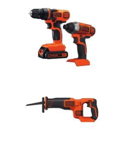 BLACK+DECKER BDCR20B 20V Max Lithium Bare Reciprocating Saw with Black & Decker 20V MAX Drill/Driver Impact Combo Kit