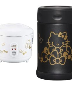 Zojirushi NS-RPC10KTWA Automatic Rice Cooker & Warmer, 5.5-Cup, White & SW-EAE50KTBA Stainless Steel Food Jar, 17-Ounce, Hello Kitty Collection Black