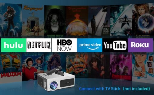 [Auto Focus]4K Projector.1100ANSI Outdoor Projector 4K with Wifi and bluetooth,Native 1080P Projector Auto 6D Keystone.50% Zoom.PPT.Smart Home Movie Projector 4K+ for Phone/PC/TV Stick/PS5 - Image 3