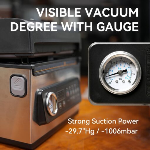 [2023 New] Wevac 10 inch Chamber Vacuum Sealer, ideal for liquid or juicy food including Fresh Meats, Soups, Sauces and Marinades. Visible vacuum degree, Professional sealing width, Commercial machine - Image 5