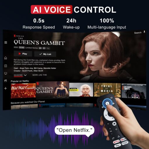 [ 2025 Netflix Licensed ] 4K Projector with Wifi Bluetooth, Android 13 Smart Projector w Built-in Netflix/YouTube/PrimeVideo/D+, Auto Keystone, 1080P Native Mini Portable Projector for Outdoor Movies - Image 6