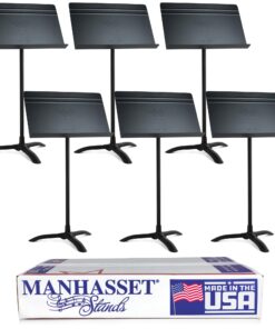 Manhasset Music Stand For Sheet Music - Bulk Pack of 6 Stands - 48 Symphony Model - Long Lasting, Durable Manhasset Stand - Adjustable Height - 20" by 12" - Made in the USA