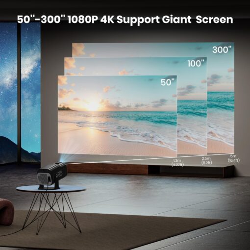 [NetfIix Official/Stereo Speakers] 4K Projector with Wifi and Bluetooth, 1080P Native Mini Projector Portable, One-Click Use Built-in NetfIix/YouTube/PrimeVideo/D+, Smart Home Outdoor Projector - Image 5