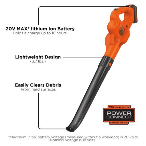 BLACK+DECKER 20V MAX Cordless Hedge Trimmer, 22-Inch (LHT2220) & 20V MAX* Cordless Sweeper (LSW221), Pack of 1 - Image 3
