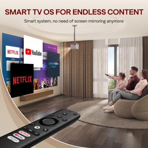 3-in-1 Outdoor Projector 4K Supported, AURZEN BOOM 3 Smart Projector with WiFi and Bluetooth, 3D DoIby Audio & 36W Speakers, Auto Focus & Keystone, Netflix Official 500 ANSI Home proyector, Gold - Image 5