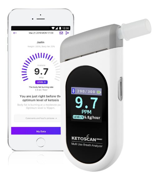 [HSA/FSA eligible]KETOSCAN SMART Breath Ketone Meter, Diet & Fitness Tracker | Monitor Your Fat Metabolism, Level of Ketosis on Low carb, Ketogenic or Any Nutrition & Fitness Program