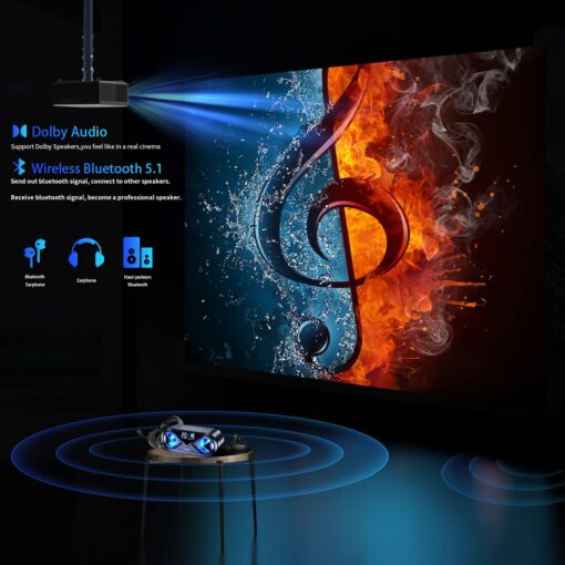 [Auto Focus]4K Projector.1100ANSI Outdoor Projector 4K with Wifi and bluetooth,Native 1080P Projector Auto 6D Keystone.50% Zoom.PPT.Smart Home Movie Projector 4K+ for Phone/PC/TV Stick/PS5 - Image 5