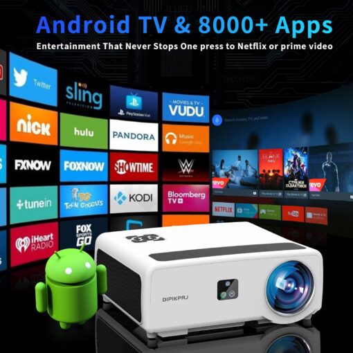 [Auto Focus & Keystone] Android TV 4K Projector with Prime Video Bulit-in,1300Ansi lumens Home Movie Outdoor Projector 4K+ with Wifi 6 and Bluetooth,50% Zoom & 500"Dispaly,8000+ Apps,Dust-Proof - Image 6
