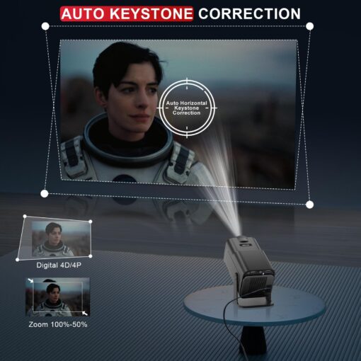 [ 2025 Netflix Licensed ] 4K Projector with Wifi Bluetooth, Android 13 Smart Projector w Built-in Netflix/YouTube/PrimeVideo/D+, Auto Keystone, 1080P Native Mini Portable Projector for Outdoor Movies - Image 5