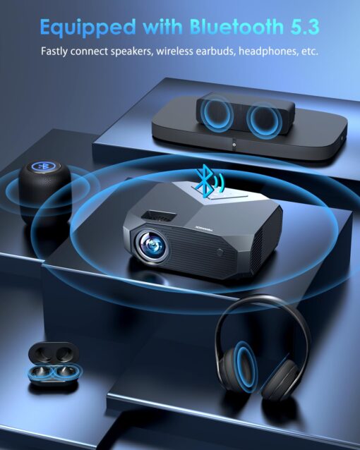 YOWHICK 4K Projector with WiFi and Bluetooth, 20000L Native 1080P Outdoor Portable Movie Projector, Smart Video Projector, 50% Zoom/400" Display, Compatible with HDMI/USB/PC/TV/PS5/DVD/Android/iOS - Image 5