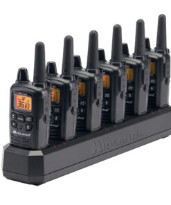 Midland – LXT600BBX6 Gang Charger Business Radio Walkie Talkie with Ear Piece - Small, Lightweight - Security Restaurants Retail Cafes - Two Way Radio with Charging Base- Rechargeable- 6 Units