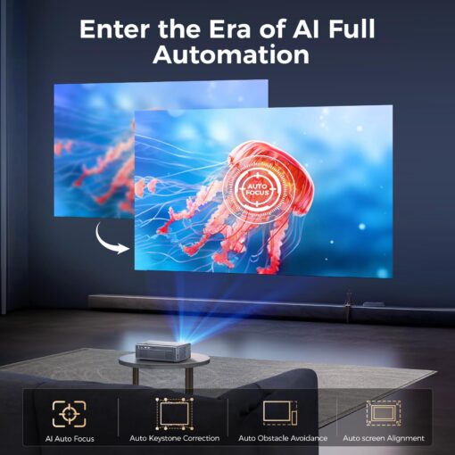 [Auto Focus/4K Support] Projector with WiFi 6 and Bluetooth 5.2, 850ANSI Native 1080P Outdoor Movie Projector, iSinbox Vertical Keystone Smart Projector 50% Zoom for iOS/Android/TV Stick - Image 8