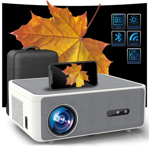 [Auto Focus & Auto Keystone] Smart 4K Outdoor Projector with WiFi and Bluetooth5.2,DIPIKPRJ 1300ANSI Movie 4K Projector,50%Zoom & 30W Speaker,Dust-Proof,Home Theater Projector 4K+for Phone/TV Stick/PC