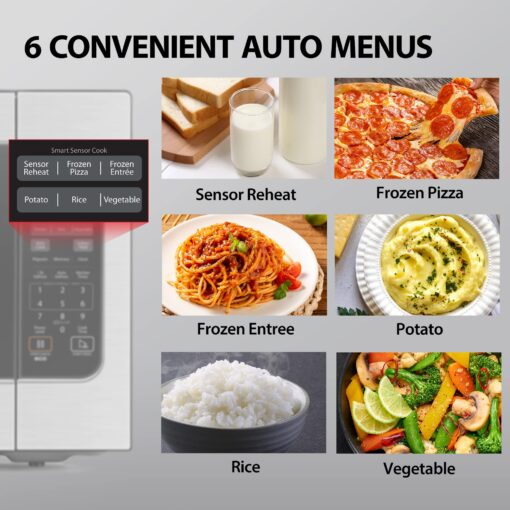 Toshiba ML-EM62P(SS) Large Countertop Microwave with Smart Sensor, 6 Menus, Auto Defrost, ECO Mode, Mute Option & 16.5" Position Memory Turntable, 2.2 Cu Ft, 1200W, Stainless Steel - Image 6