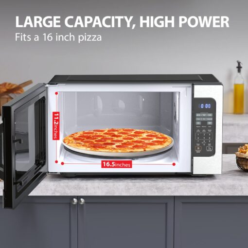 Toshiba ML-EM62P(SS) Large Countertop Microwave with Smart Sensor, 6 Menus, Auto Defrost, ECO Mode, Mute Option & 16.5" Position Memory Turntable, 2.2 Cu Ft, 1200W, Stainless Steel - Image 9
