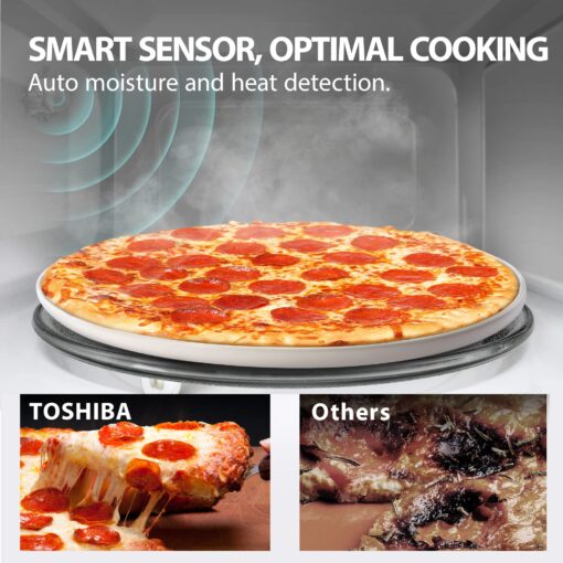 Toshiba ML-EM62P(SS) Large Countertop Microwave with Smart Sensor, 6 Menus, Auto Defrost, ECO Mode, Mute Option & 16.5" Position Memory Turntable, 2.2 Cu Ft, 1200W, Stainless Steel - Image 7