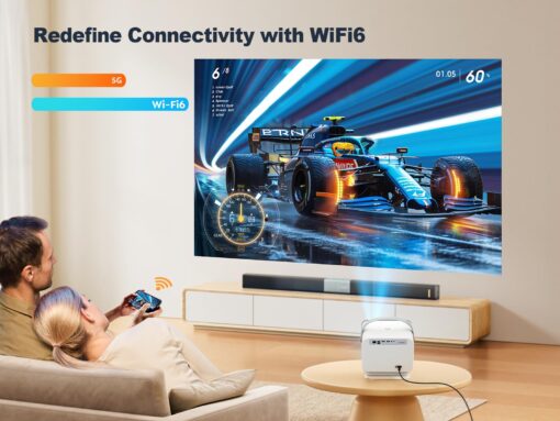 [Netflix Licensed/Dolby Audio] YABER V12 Projector with WiFi6 and Bluetooth 5.2, 700 ANSI 1080P Outdoor Movie Projector, 20W Speakers, Auto Focus & Keystone, Smart Home Theater Projector with Apps - Image 2