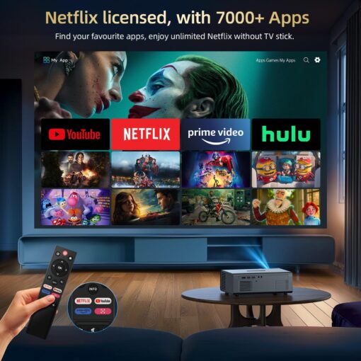 [Netflix Officially & Dolby Audio] Smart Projector with WiFi6 and Bluetooth5.3, Electric Focus & Auto Keystone 4K Support, 22000L Movie Projectors, OWNKNEW Native 1080P Proyector Built-in Apps - Image 7