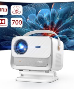 [Netflix Licensed/Dolby Audio] YABER V12 Projector with WiFi6 and Bluetooth 5.2, 700 ANSI 1080P Outdoor Movie Projector, 20W Speakers, Auto Focus & Keystone, Smart Home Theater Projector with Apps